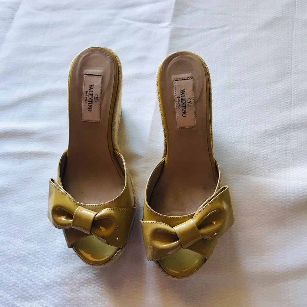 Valentino Yellow Wedge Sandals